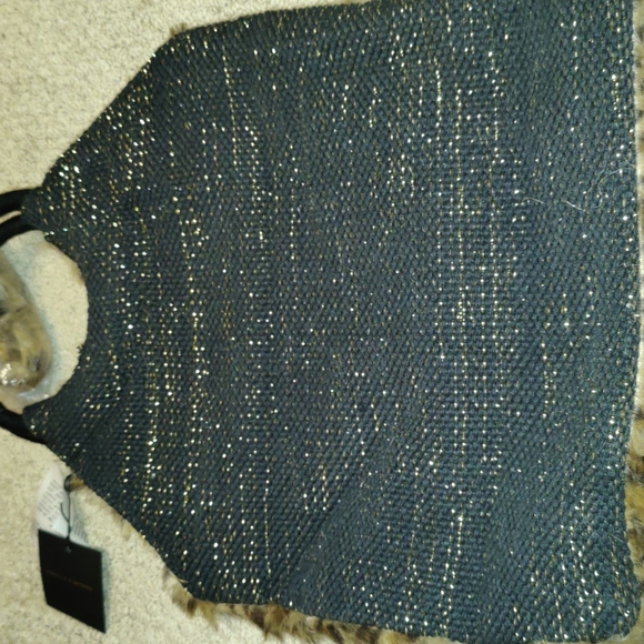 NWT Ladies Faux Leopard Fur Bag with Metallic Gold Woven Handbag - Picture 3 of 4